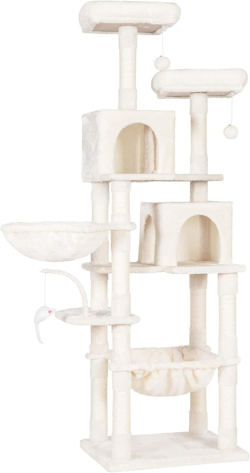 Clean Comfort Tall Cat Tree Tower with Perch, Hammock & Sisal Posts