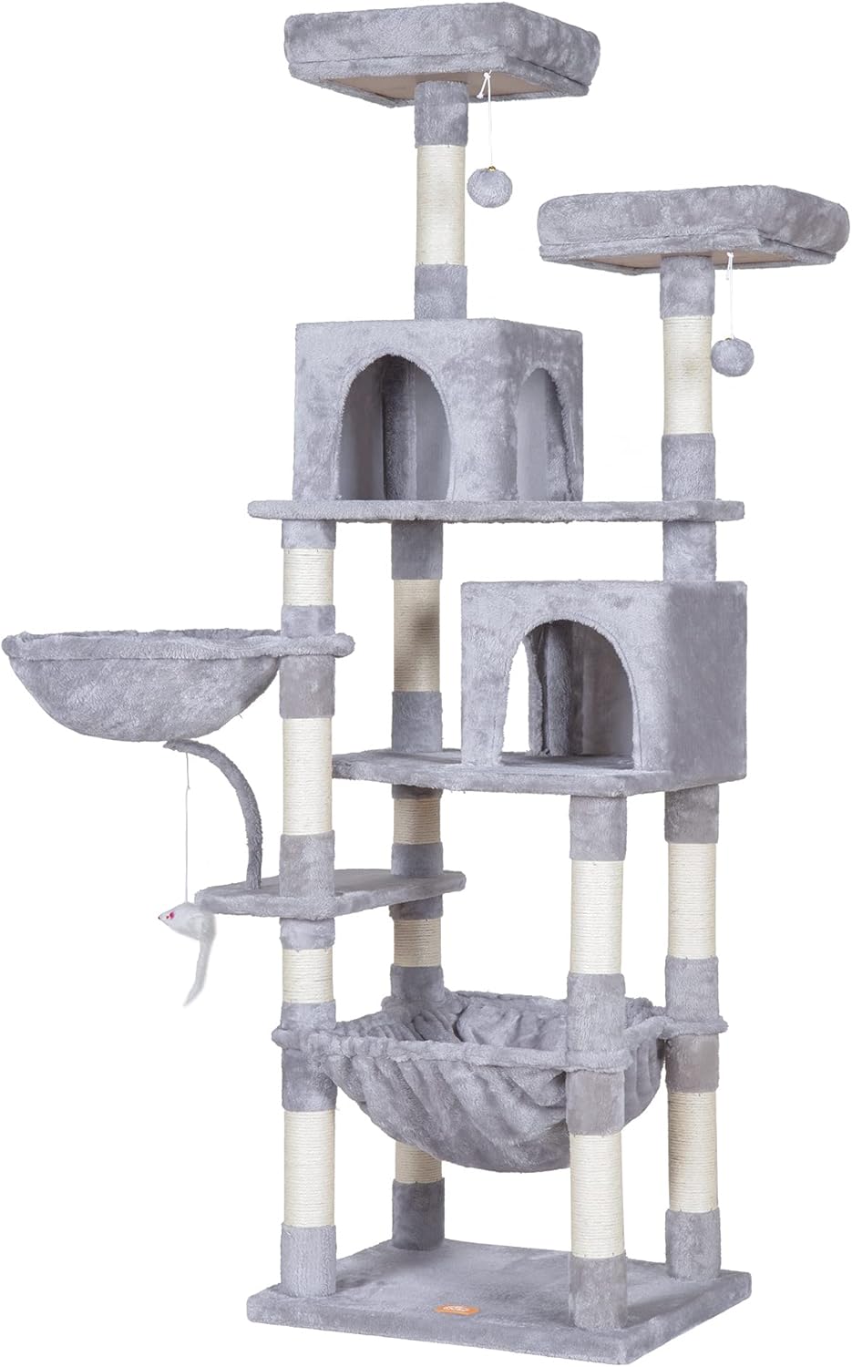 Clean Comfort Tall Cat Tree Tower with Perch, Hammock & Sisal Posts