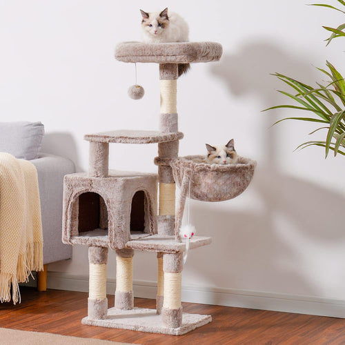 Clean Comfort Compact Cat Tree Tower with Perch, Hammock & Sisal Posts