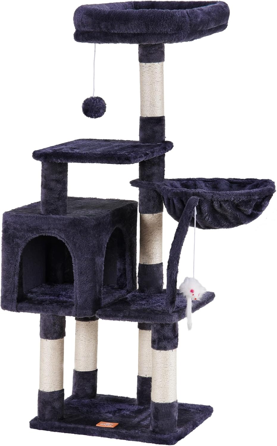 Clean Comfort Compact Cat Tree Tower with Perch, Hammock & Sisal Posts